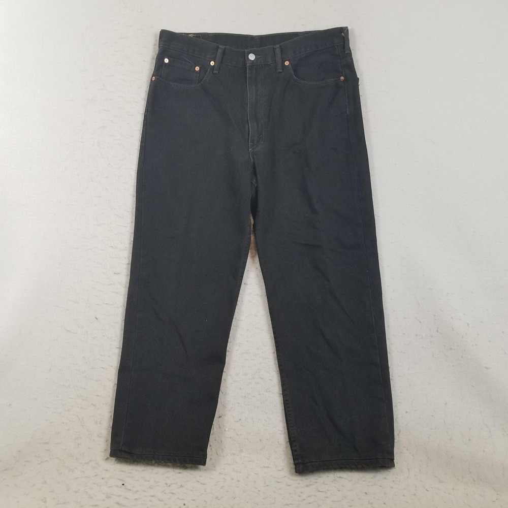 Levis 550 Relaxed Fit Jeans Mens 38x30 Black Dark Wash Tapered Denim Pants‎